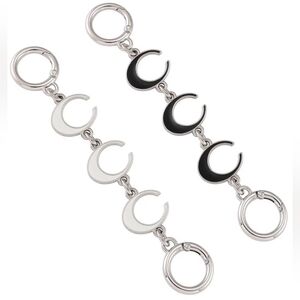 2 Pcs Silver Purse/Bag Chain Extenders, Cs/moons In White And Black. New